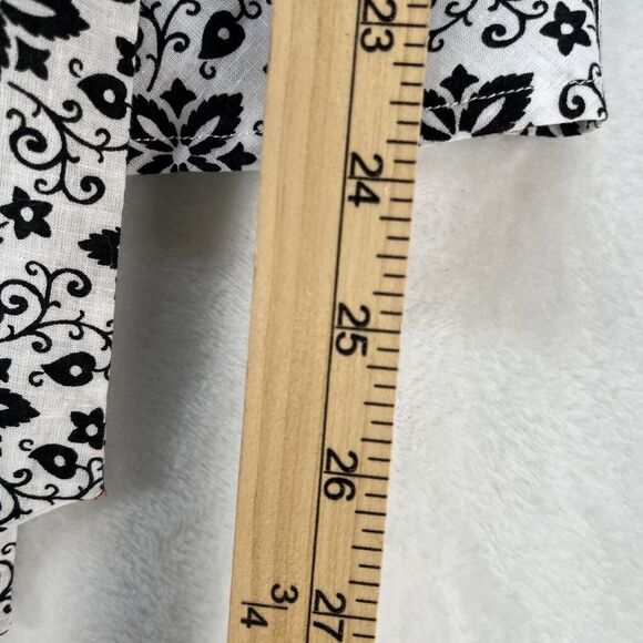 Boden Floral Linen Blend Vneck Wrap Top Women’s Sz 6 Black White Classic - Picture 4 of 9